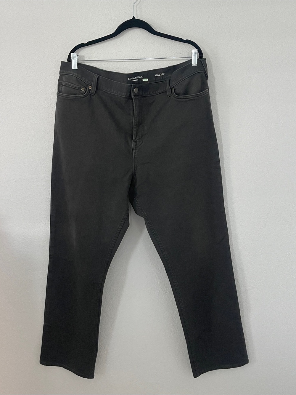 Banana Republic Traveler Pants Mens 40x32 Slim Fit Stretch Charcoal Gray